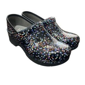Dansko Women's LT Pro Clogs - Confetti Black Patent SIZE 42 US 11.5-12